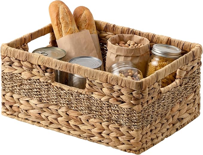 StorageWorks Large Wicker Baskets for Organizing, Hyacinth Basket, 1-Pack | Woven Storage Baskets Water Hyacinth Seagrass, Large Seagrass Basket, Wicker Baskets for Storage, Woven Basket for Storage by StorageWorks