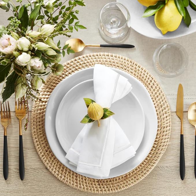 Majestic Giftware Polyester Napkins - NPK1-WT | Set of 12 (20" x 20") White Design Dinner Napkins Cloth | Linen Look Washable Cloth Napkins Set for Weddings, Banquets, or Restaurants - Image 4