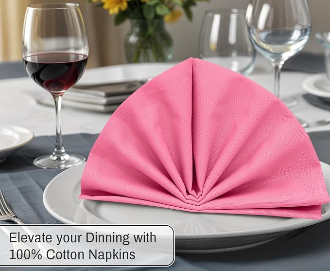 Ruvanti Cloth Napkins Set of 12, 18x18 Inches, 100% Cotton, Washable, Soft & Absorbent, Perfect for Wedding, Christmas, ‎Thanksgiving Dinners - Pink - Image 4