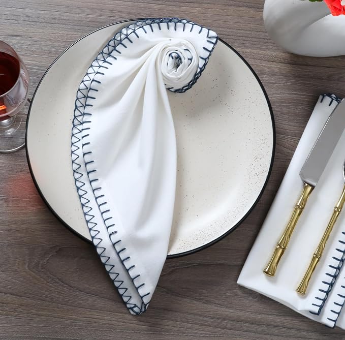 Bedding Craft Cotton Cloth Dinner Napkins Set of 12 – 18x18 Magical Forest Reusable Fabric Napkins with Blanket Stitch Selvedge – Elegant Washable Wedding Napkins for Dining, Kitchen & Events - Image 6