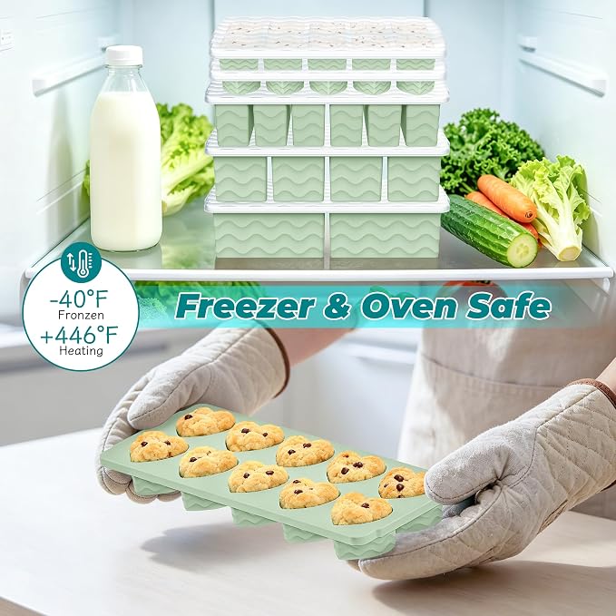 Silicone Freezer Molds for Food, 5-Pack with Steel Rim for Meal Prep | 100% Food-Grade Silicone, BPA-Free, Oven and Dishwasher Safe. Perfect for Freezing Lasagna, Casseroles, Soups & Sauces - Image 5