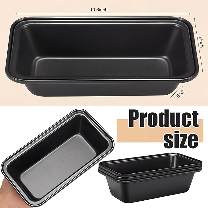Uiifan 12 Pack Extra Large Loaf Pans, 10.6 x 6 x 3 in, Gray | Non Stick Oversized Bread Pans, Big Rectangle Banana Bread Tins, Large Carbon Steel Baking Pan, for Halloween Party Baking - Image 2