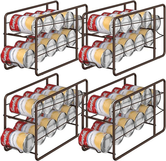 MOOACE 4 Pack Can Organizer for Pantry, Soda Can Dispenser Rack, Bronze | Stackable Canned Food Storage, Beverage Soup Cans Holder Fridge & Kitchen Cabinet Organizers and Storage by MOOACE