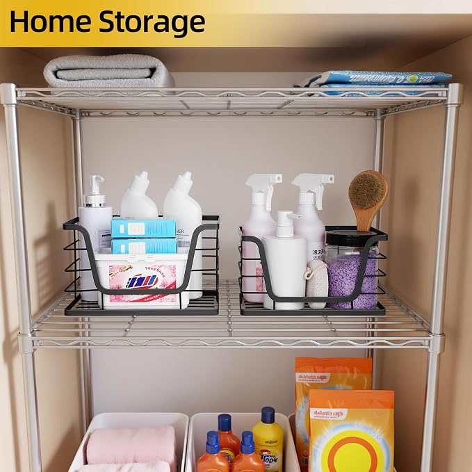 ALOCEO 2 Pack Storage Stackable Kitchen Laundry Organizers with Bamboo Top, Large Trash Bag Holder and Small Garbage Bag Dispenser for Countertop Organization - Image 5