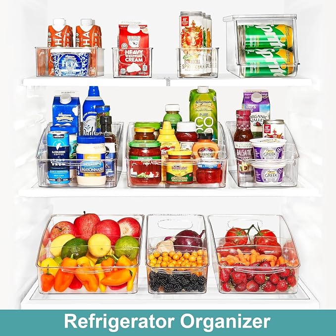 Sorbus Fridge Organizer on Wheels - Rolling Fridge Organizers and Storage Clear Design with Dividers & Handles for Kitchen Organization and Storage - Refrigerator Organizer Bins & Pantry Storage Bins - Image 3