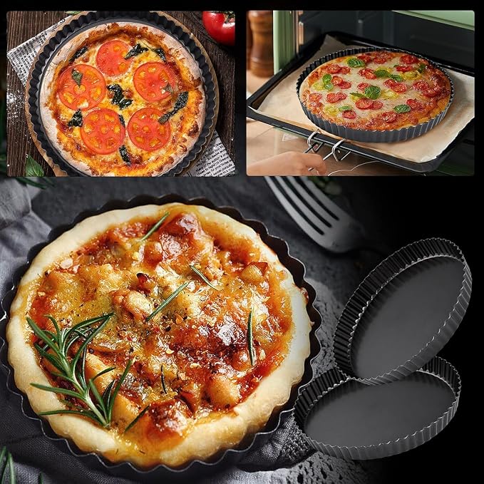 9 Inch Quiche Pan with Removable Bottom, 22cm Fluted Tart and Pie Flan Tins for Baking, Non-Stick Steel Quiche Dish for Pie, Mousse Cakes, Desserts - Image 7