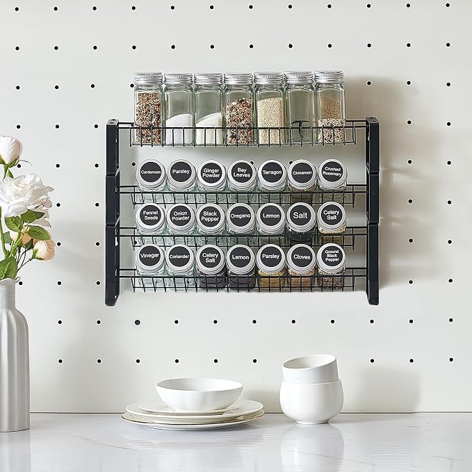 VEVOR Detachable Spice Rack Organizer for Cabinet, 4 Tie Stackable Seasoning Organizer, Spice Jars Kitchen Storage for Countertop Kitchen Pantry Cupboard, 15.8x10.7 in - Image 8