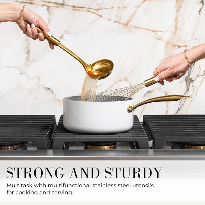 Styled Settings Black and Gold Kitchen Utensils Set with Holder, 7-Piece | Nonstick BPA-Free Silicone Cooking Utensils Set with Gold Utensil Holder, Luxury Kitchen Accessories - Image 7