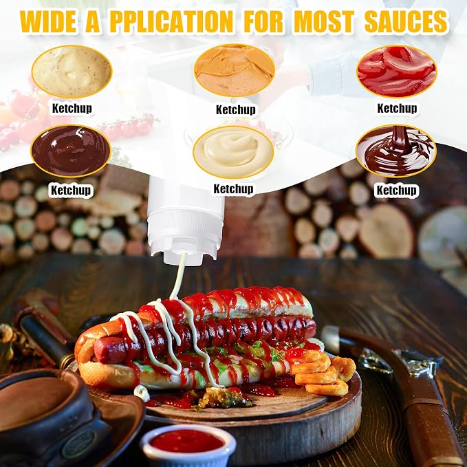 Roshtia 16 Pcs 16 oz Squeeze Bottle Condiment Squeeze Bottle Inverted Plastic Squeeze Bottle for Sauce Refillable Self Sealing Sauce Dispenser for Liquids Reusable Restaurants Kitchen(White) - Image 7