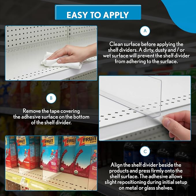 Shelf Dividers, 50 Pack, 3" x 17-9/16", Retail Shelf Organization, Product Separators, Clip Strip - Image 7