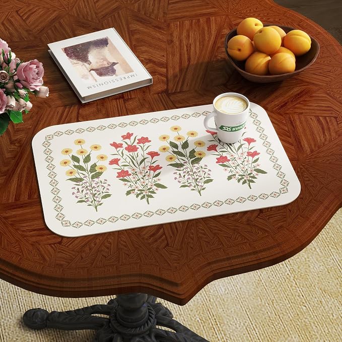 Vinyl Waterproof Placemats Set of 6 Rectangular,12"*17"-Bertina C | Wipeable Beautiful Print Place Mats,Stain Resistant,Heat Resistant,Everyday Meals,Kitchen,Dinning,Holiday,Decor - Image 2