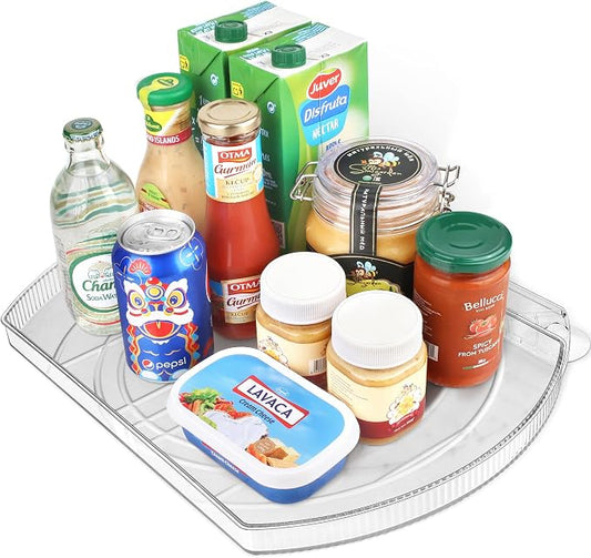 Lazy Susan Turntable for Refrigerator, Square Turntable Organizer for Fridge Cabinet, Pantry, Countertop | 16.5" x 11.1" (Rectangle 1 Pack - Clear) by FIRJOY