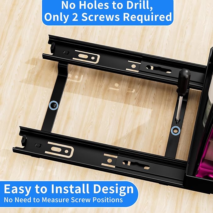 BOIVSHI Pull Out Spice Rack Organizer for Cabinet, Heavy Duty - Sliding Spice Rack, Vertical Spice Rack for Kitchen, Cabinet, Cupboard, Pantry (6.3''Wx10.5''Dx2.8''H, Metal Black) - Image 3