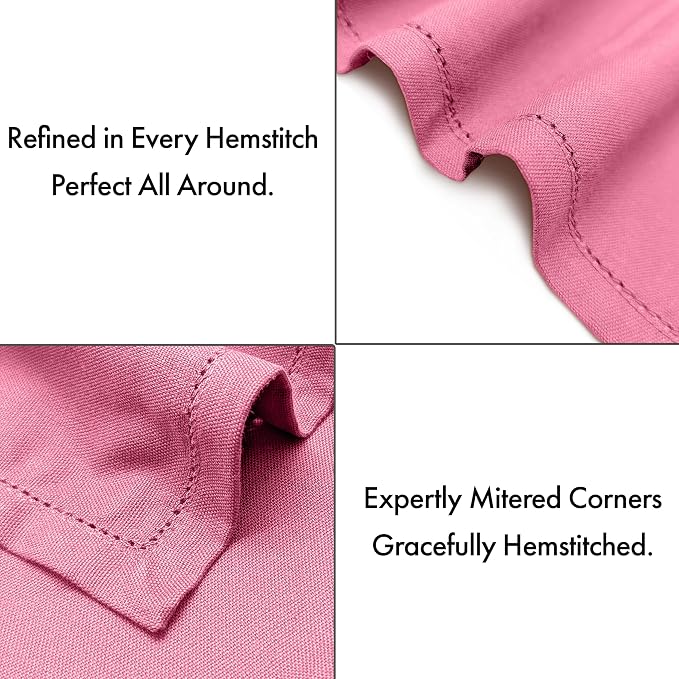 Ruvanti Cloth Napkins Set of 12, 100% Cotton High GSM 18x18 Inches, Hem Stitched Corners, Soft, Washable, Highly Durable & Absorbent, Perfect for Parties, Christmas, Thanksgiving Dinners – Pink - Image 5