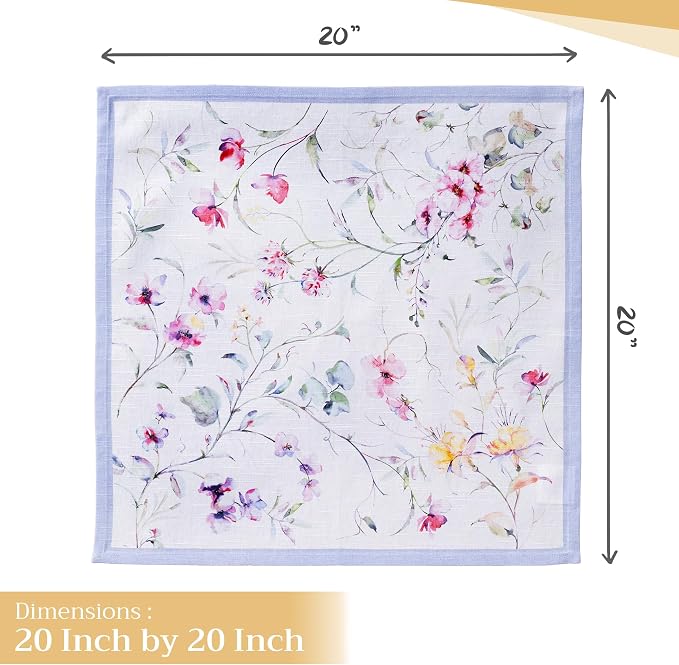 Maison d' Hermine Cloth Napkins Set of 4 Reusable 100% Cotton (20" x 20") | Everyday Square Napkins Cloth Washable Dinner Party Wedding Restaurant Hotel Kitchen Spring Summer - Summer Floral - Image 4