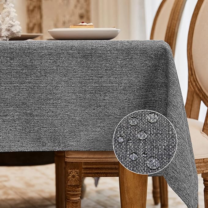 BALCONY & FALCON Rectangle Table Cloth Waterproof Gray 55"x55" | Square Washable Wrinkle Resistant Table Cloth Linen Fabric Tablecloths for Dining Party Kitchen Wedding and Outdoor Use by BALCONYFALCON