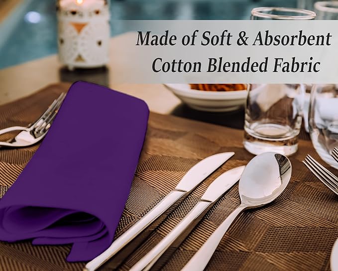 RUVANTI Bundle of 12-Pack Cloth Napkins Purple with 12-Pack Cloth Napkins Orange/Fall (18x18 Inch) Cotton Blend. Soft, Washable Kitchen Linen for Dinner, Weddings & Cocktail Parties. - Image 5