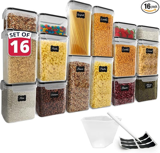 Reli. Pantry Organizers & Storage | Food Containers with Lids, 16 Sets | Airtight Clear Plastic Canister Sets with Lids | Kitchen Organizers | Food Storage | BPA-Free | Multi-Size by Reli