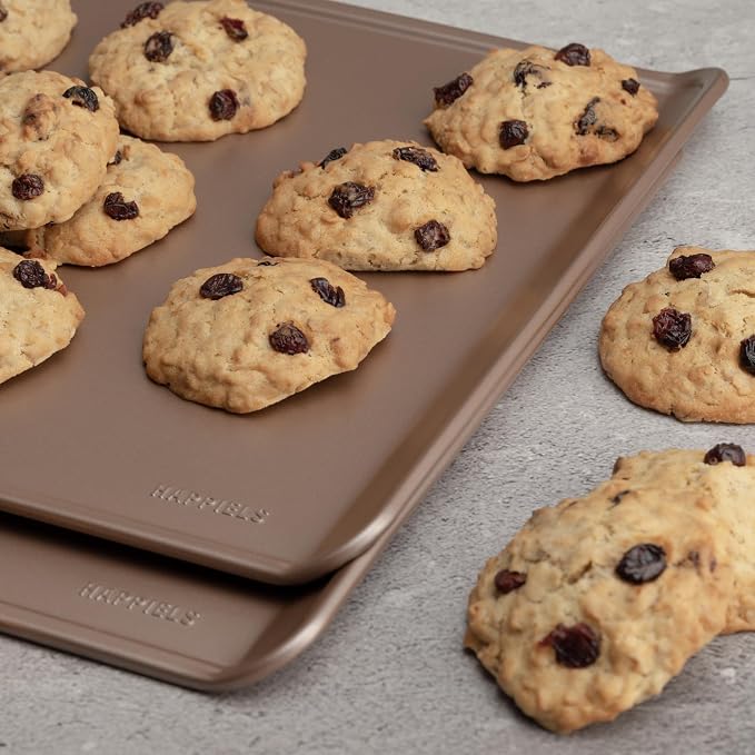 13 x 17 inch Nonstick Cookie Sheet 2-Pack Rimless, PFOA & BPA Free | | Non-Toxic - High Carbon Steel - Gold - Half Sheets for Oven Baking without Lip - Image 6