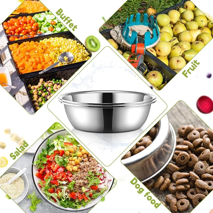 Yungyan 2 Pieces Large Mixing Bowl Stainless Steel Oversized All Purpose Steel Bowl Metal Bowl for Serving Baking Marinating for Home Cooking or Commercial(14.46 Quarts) - Image 3