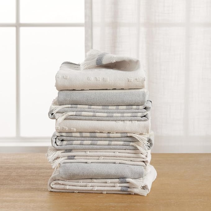 KitchenAid Vintage Stripe Kitchen Towels 8-Pack, Absorbent 100% Woven Cotton, Charcoal Grey/Ivory, 17”x28” - Image 5