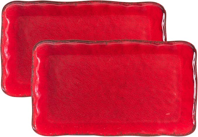 LEHAHA Christmas Melamine Platters for Serving Food, Colored Serving Trays, 17.5 x 10 Rectangular Turkey Serving Tray, Set of 2, Perfect for Outdoor, Christmas Parties, Restaurant, Dishwasher Safe by LEHAHA