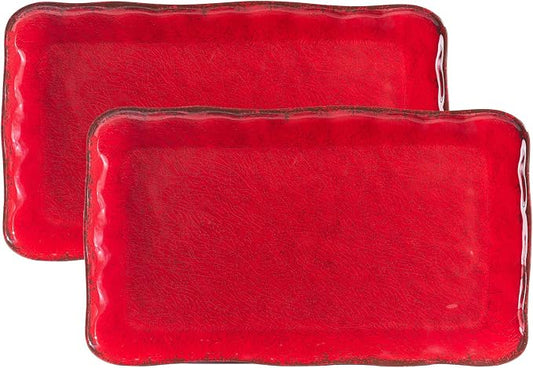 LEHAHA Christmas Melamine Platters for Serving Food, Colored Serving Trays, 17.5 x 10 Rectangular Turkey Serving Tray, Set of 2, Perfect for Outdoor, Christmas Parties, Restaurant, Dishwasher Safe by LEHAHA