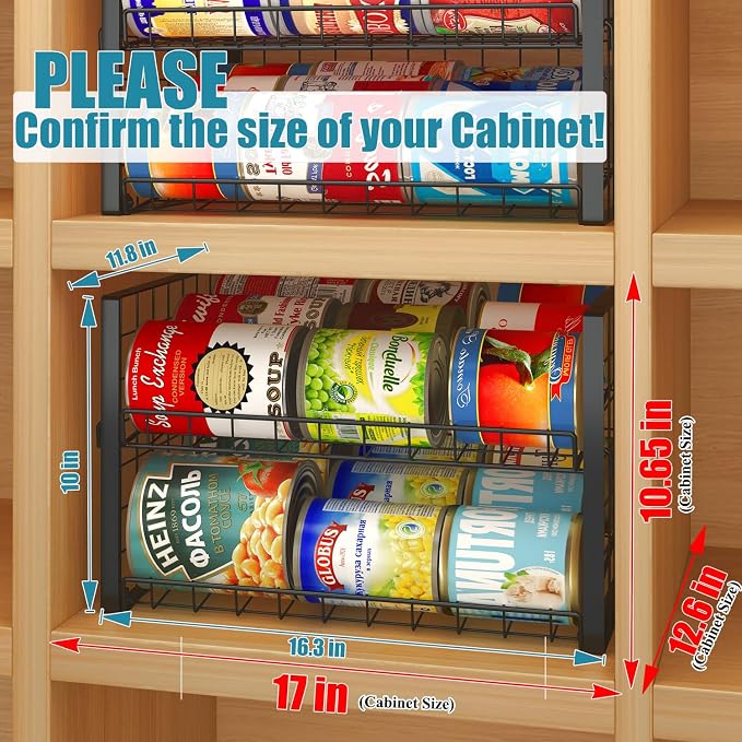 JKsmart 2-Tier Stackable Rack Organizer for Pantry, Adjustable Dispenser Holds Up to 88 Cans, Storage Holder for Various Ounces of Canned Drinks, Black, 3 Pack - Image 3