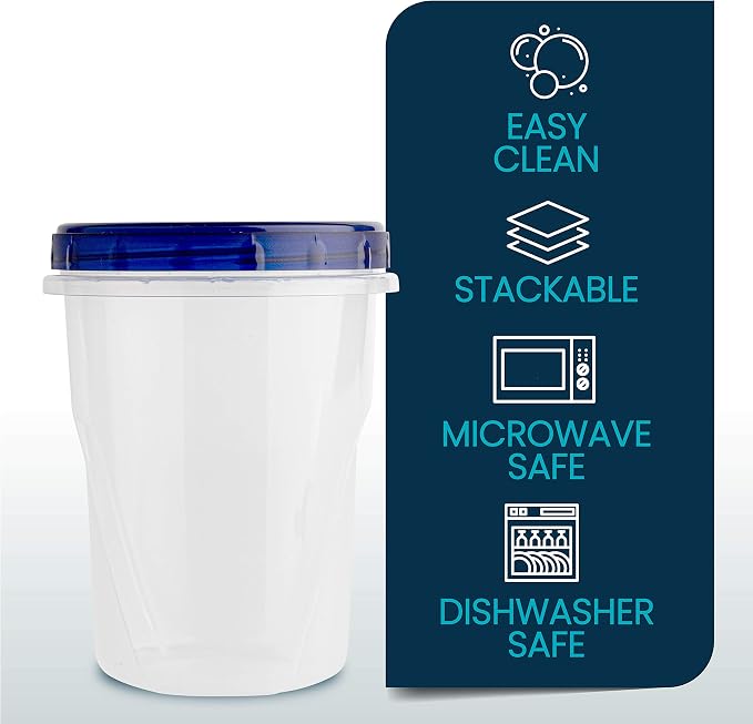 PLASTICPRO 32 oz Twist Top Deli Containers Clear bottom With blue 72 Pack - Image 5
