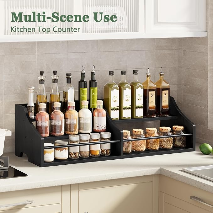 FAVOOSTY 5 Tier Countertop Liquor Bottle Display Shelf Organizer, Retro Tabletop Wine Rack Stand, Multi-Purpose Storage Holder for Whiskey, Spirits, Coffee Syrup, Mini Home Bar & Liquor Cabinet,Black - Image 6