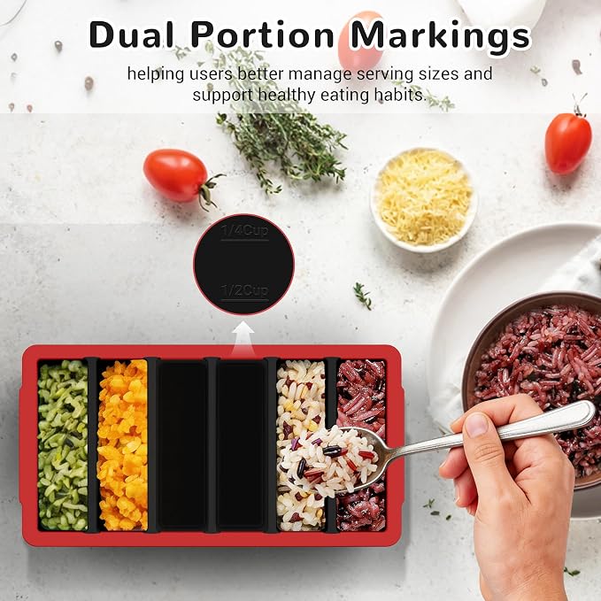 Silicone Freezer Trays with Lid (4-Pack), 1-Cup, 2-Cup, 1/2-Cup & 2-Tbsp Silicone Freezer Molds, Stackable Soup Freezer Meal Prep Containers,Ice Cube Tray for Making Sauce,Smoothies,Yogurt Bites - Image 4