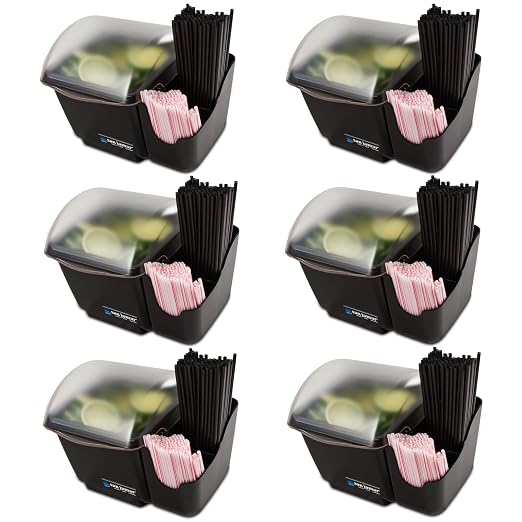 San Jamar BD2002CAR Mini Dome Garnish Center with Chillable Tray and Right Hand Caddy (1-Quart, Black, NSF) - Image 2