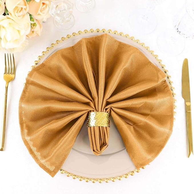Efavormart Premium Cloth Napkins Set of 5, 20x20 Inch Gold Seamless Dinner Napkins, Washable Linen Table Napkin Cloth with Hemmed Edges for Weddings, Party and Banquet - Image 6