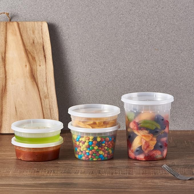 32oz Plastic Deli Containers, 240 Sets - Leakproof, Stackable, BPA Free, Microwavable, Freezer Safe - Image 7