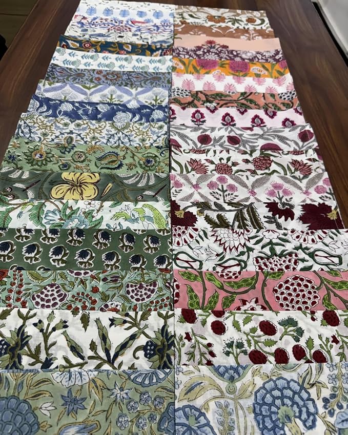 Assorted Hand Block Print 100% Cotton Napkins 18" x 18" (Set of 100) Reuseable Kitchen Napkins Cloth Decor Dinner Party Wedding Cocktail Gift for Spring, Easter, Summer - Image 9
