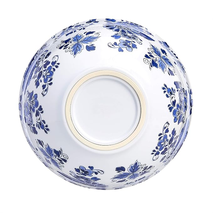 Amazon Basics Mixing Bowls with Lids, Nesting Melamine Serving Bowls, Non-Slip Base, BPA Free, Dishwasher Safe, 5 Sizes, Blue and White Floral, Set of 10 - Image 4