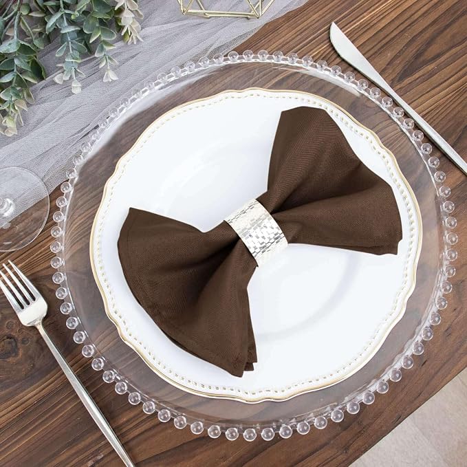 Efavormart Premium Cloth Napkins Set of 50, 17x17 Inch Chocolate Violet Seamless Dinner Napkins, Washable Linen Table Napkin Cloth with Hemmed Edges for Weddings, Party and Banquet - Image 2