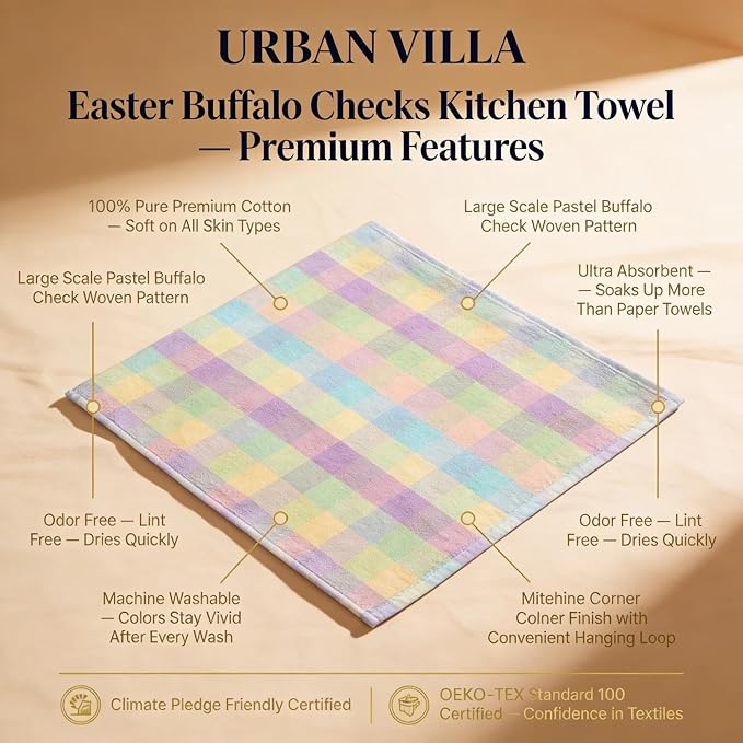 Urban Villa Kitchen Towels Cotton Dish Towels 20”x30” (Set of 6) Easter - Image 2