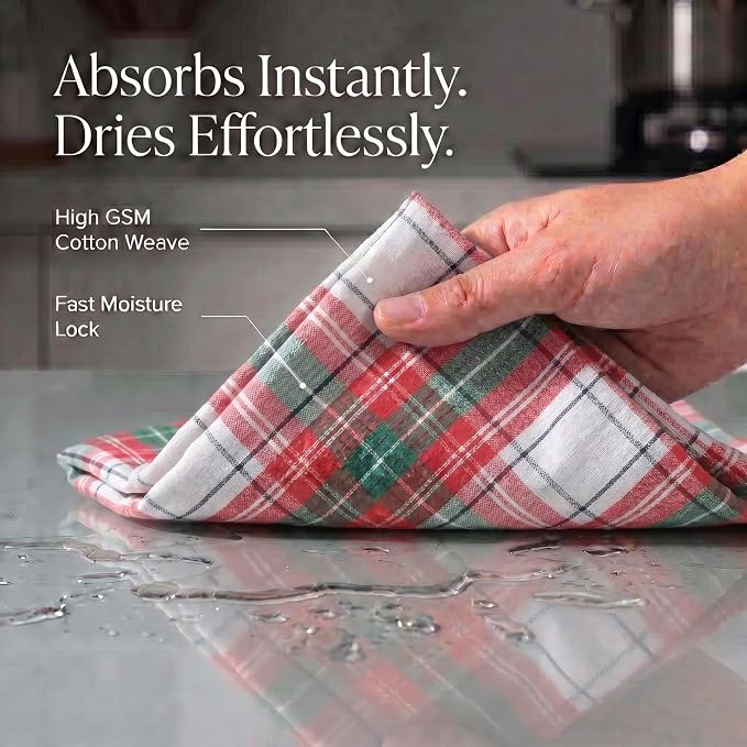Urban Villa KitchenTowels Cotton DishTowels 20”x30”(Set of 6) Christ Check - Image 2