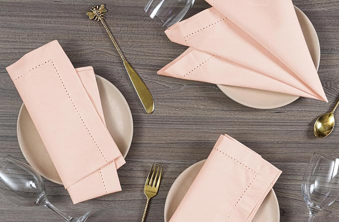 Cotton Cloth Napkins Set of 12, 18x18 Cotton Napkin Cloth Washable, Soft, Reusable Napkins for Wedding, Parties, Christmas, Thanksgiving, Everyday Use (Petal Peach) - ALPHA Living HOME - Image 2