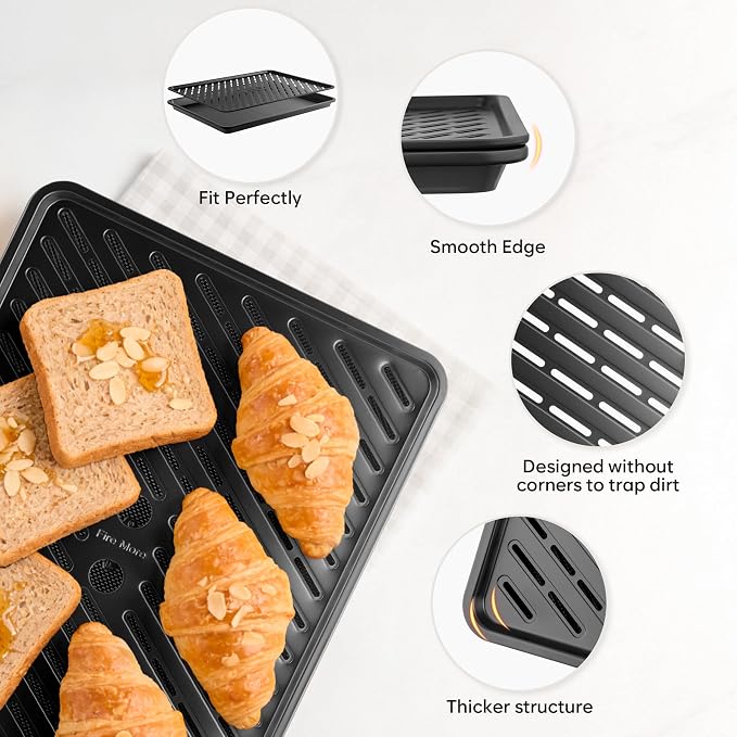 10-Piece Nonstick Bakeware Set, 0.8MM Thick Carbon Steel Baking Pan Set for Oven with Cookie Sheet, Muffin Pan, Pizza Pan, Loaf Pan and Cooling Rack, Stackable Kitchen Baking Set, PFOA/PTFE Free - Image 6