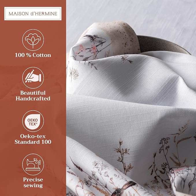 Maison d' Hermine Cloth Napkins Set of 4 Reusable 100% Cotton (20" x 20") | Everyday Square Napkins Cloth Washable Dinner Party Wedding Restaurant Hotel Kitchen Spring Summer - Meadow Florals - Brown - Image 2