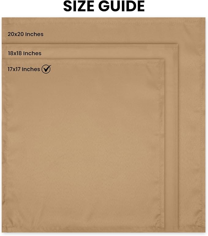 Utopia Home [24 Pack, Beige] Cloth Napkins 17x17 Inches, 100% Polyester | Hemmed Edges, Washable and Reusable Ideal for Parties, Weddings and Dinners - Image 2