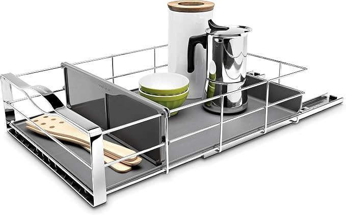 simplehuman 14 inch Pull-Out Cabinet Organizer, Heavy-Gauge Steel Frame, gray - Image 2