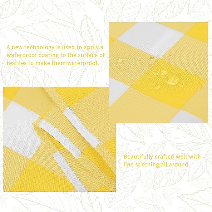 Cupuamon Fabric Checkered Table Runner 1 Pack Waterproof Gingham Table Runner 14W x 108L Buffalo Check Table Runners for Parties Kitchen Dining Wedding Banquet (Yellow and White) - Image 2