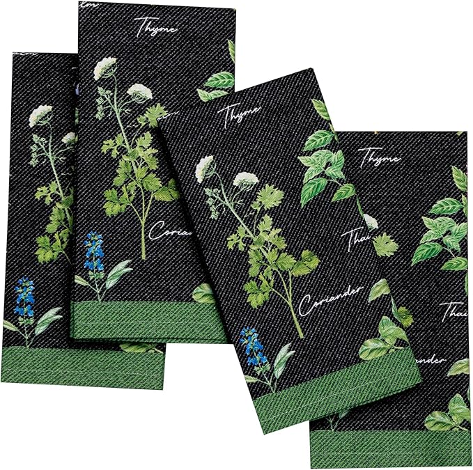 Maison d' Hermine Cloth Napkins Set of 4 Reusable 100% Cotton (18" x 18") | Everyday Square Napkins Cloth Washable Dinner Party Wedding Restaurant Hotel Kitchen Spring Summer - Fresh Herbs by MaisondHermine