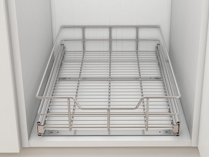 Pull Out Cabinet Organizer 9" W X 17" D, Chromed, Full Slide Out Drawers | For Kitchen Organizers and Storage, Pull Out Drawers For Cabinets Capacity Heavy Duty Caddy, Cabinet Shelves, Bathroom Pantry - Image 8