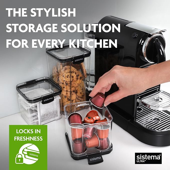 Sistema Tritan Ultra Airtight Pantry & Kitchen Storage Containers, 3-Pack, Clear Stackable Square Food Storage, BPA-Free, Dishwasher & Freezer-Safe (Microwave-Safe Without Lid) - Image 2