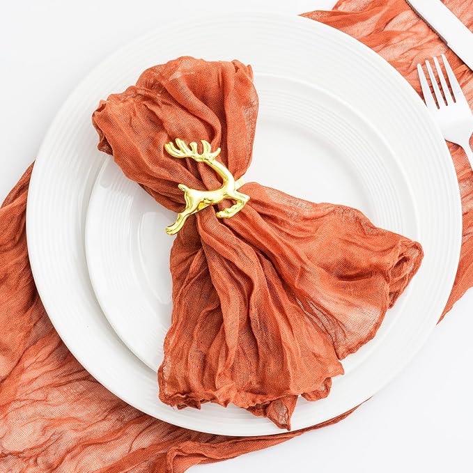 100 Pack Orange Cheesecloth Napkins 21x21 Inches Orange Cloth Napkins Set of 100 Washable Dinner Table Napkins for Wedding Bridal Baby Shower Rustic Boho Cotton Gauze Family Party Table Decor - Image 6