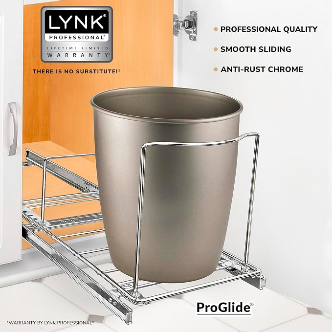 LYNK PROFESSIONAL® Pull-Out Trash Can Drawer – Sliding Organizer for Kitchen Cabinet or Under-Sink Use – Heavy Duty Storage Rack (Bin Not Included) - Image 2
